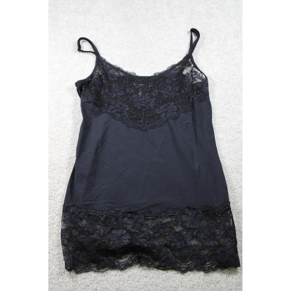 Studio Y Black Lace Trim Tank Womens S mallY2K WhimsiGoth Grunge Witchy VTG